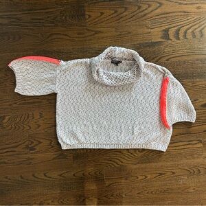 Y2K French Kyss Cropped Sweater – Neon Zip Sleeves | Size S